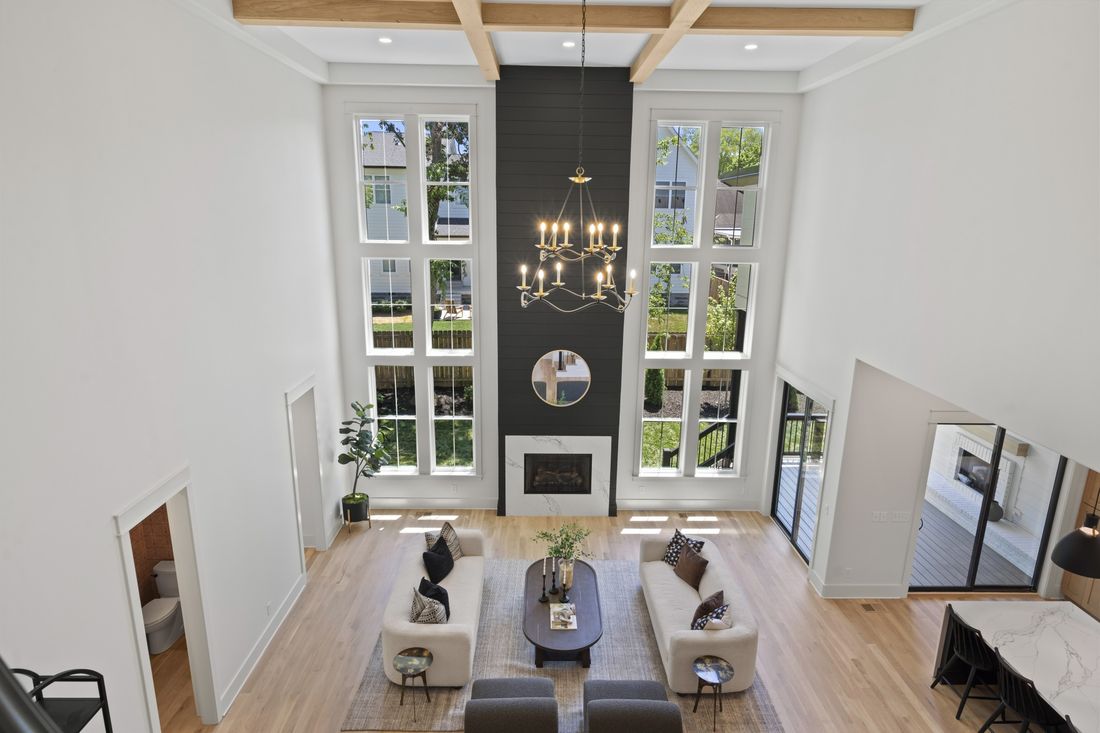 1405 Clifton Lane, Nashville — double-height living room